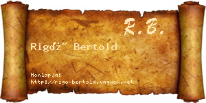 Rigó Bertold névjegykártya